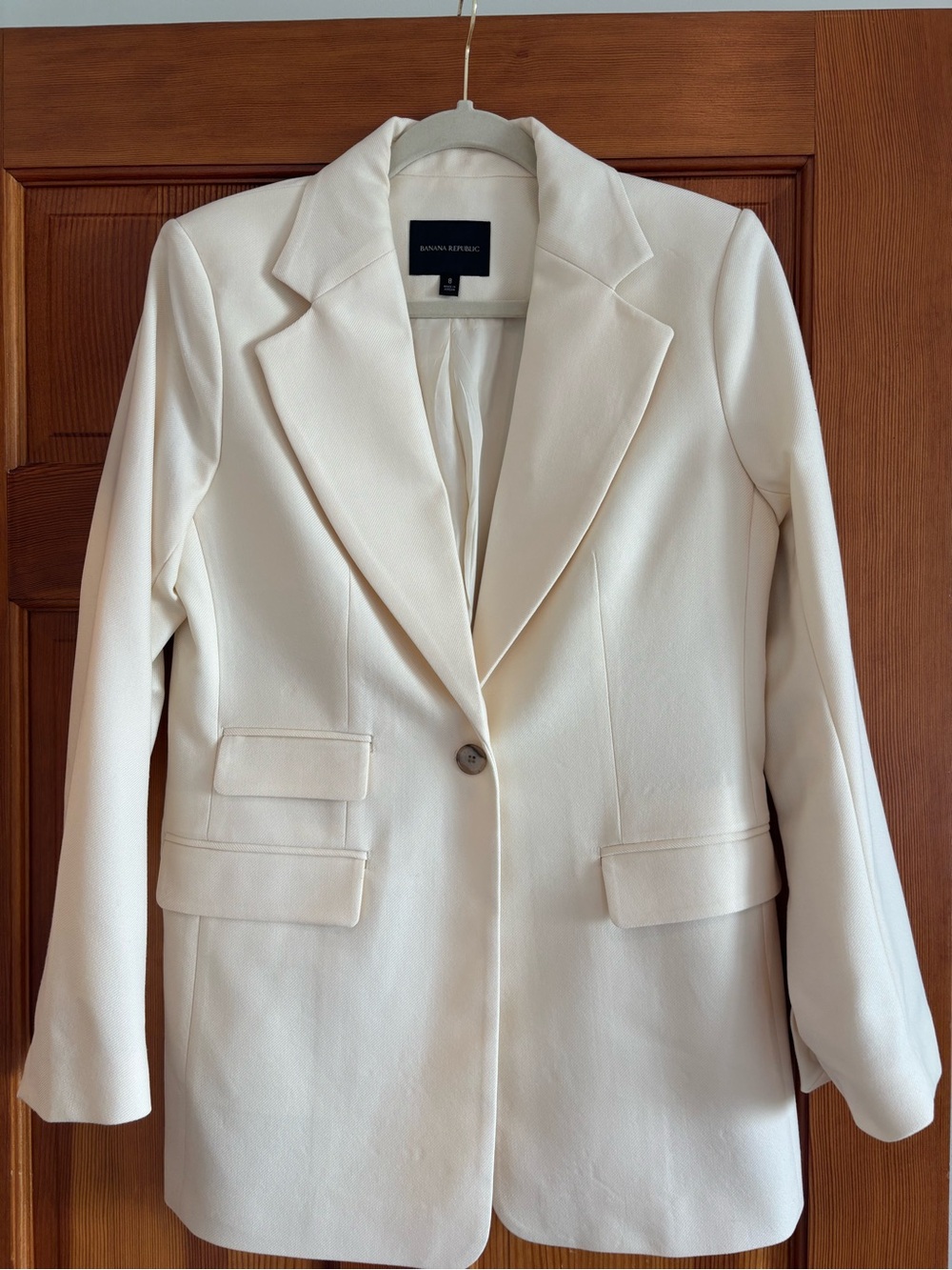 Banana Republic Cream Single-Button Tailored Blazer